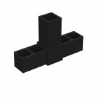 T TYPE 3 WAY CONNECTOR 20x20 / BLACK